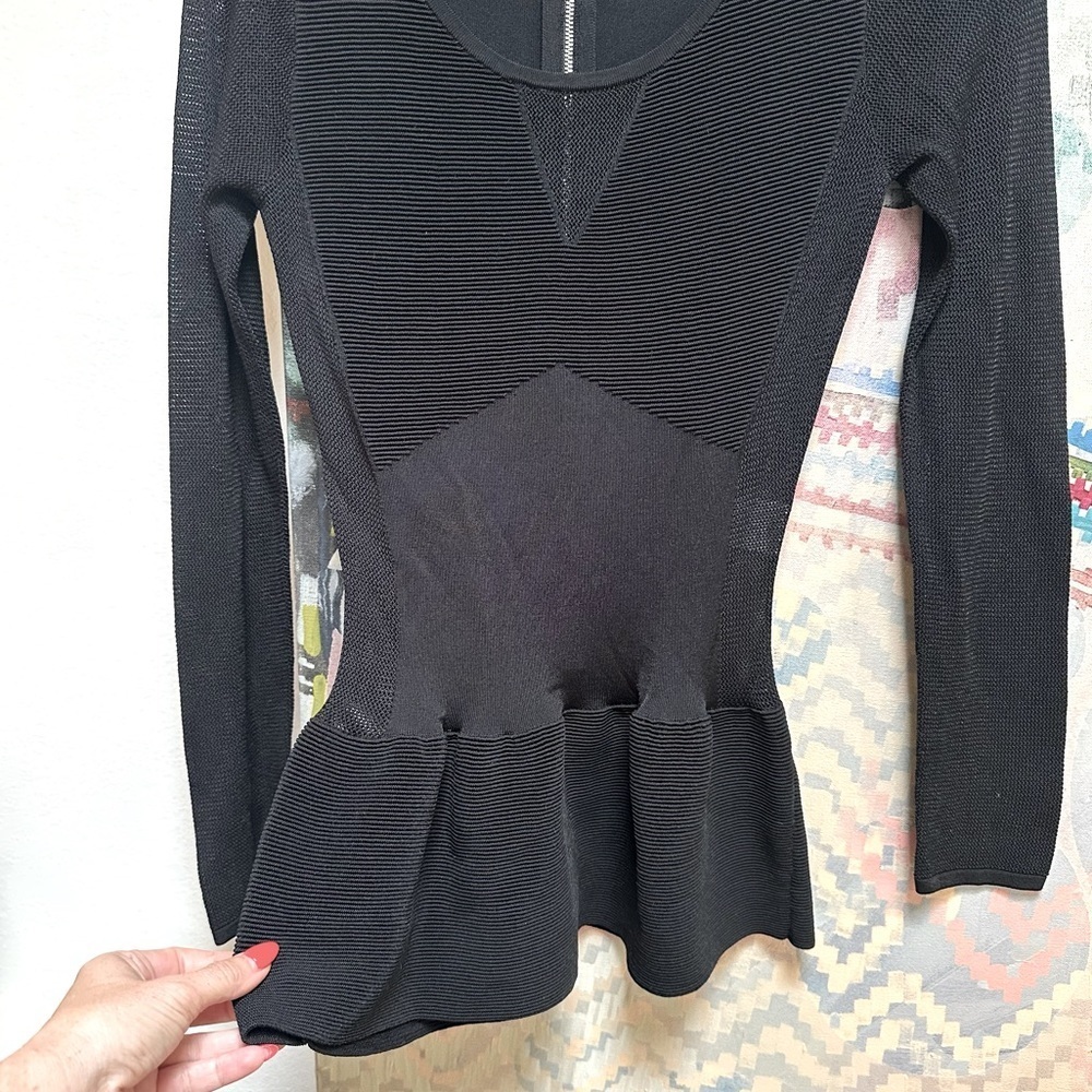 Maje Black Datchye stretch-knit peplum top - Picture 10 of 12